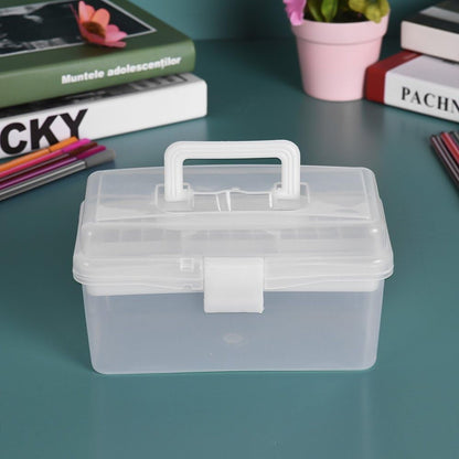 Home Box and Travel Storage Box, Plastic Kit Case Container Empty, Box with Lock Lid & Handle, Emergency Organizer for Family and Traveling, 9.1x4.7x3.7 7.87" x 4.72" x 4.13" White