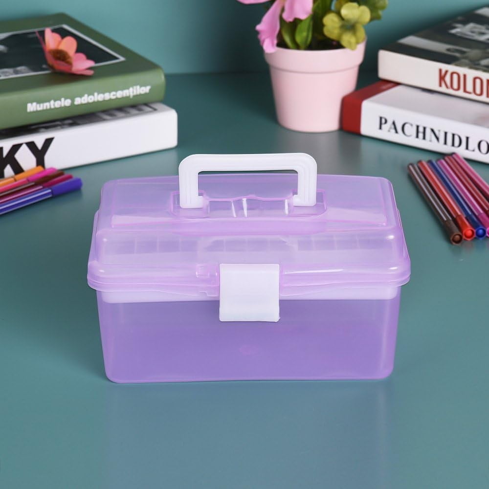 Home Box and Travel Storage Box, Plastic Kit Case Container Empty, Box with Lock Lid & Handle, Emergency Organizer for Family and Traveling, 9.1x4.7x3.7 7.87" x 4.72" x 4.13" White