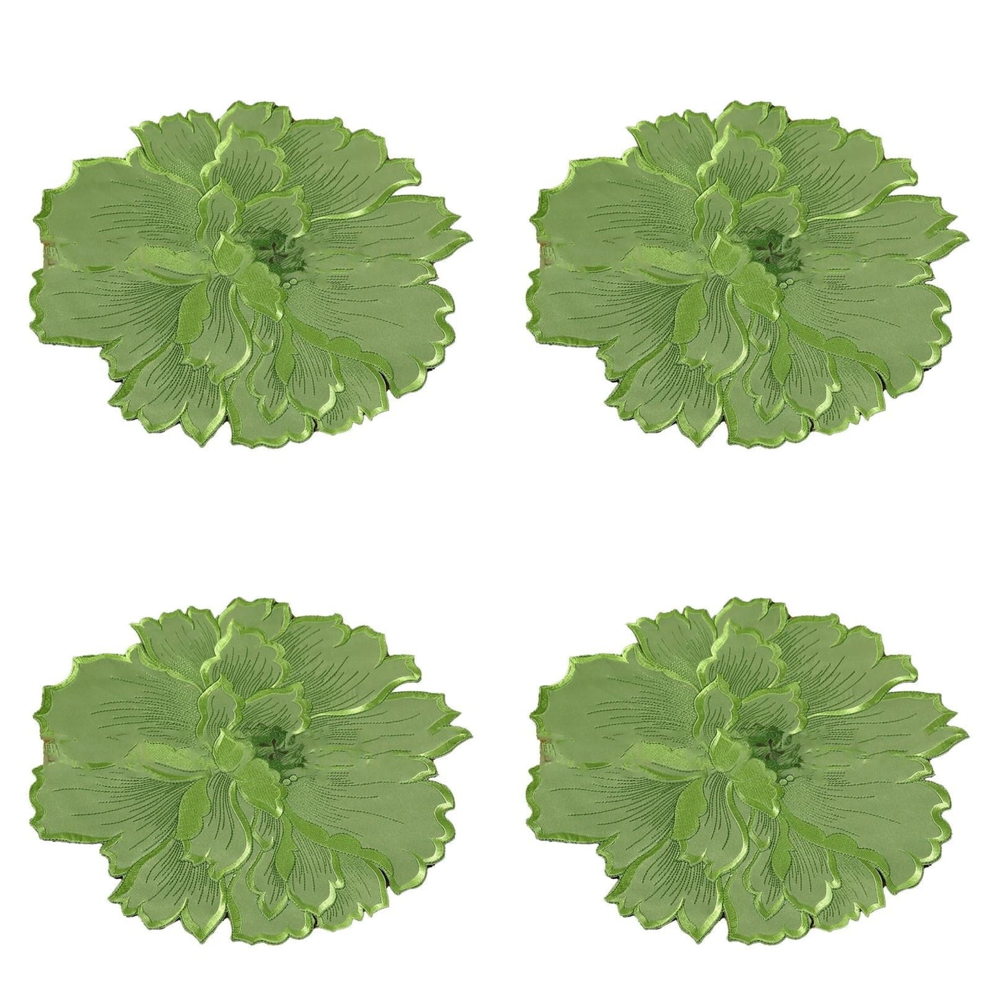 4 Pcs Flower Placemat,3D Flower Placemats,Flower Shape Placemat,Heat-Resistant And Washable Placemat for Dining Table,Tablemats Kitchen Table Setting Decorative for Wedding Holiday Dining Table,Red Green
