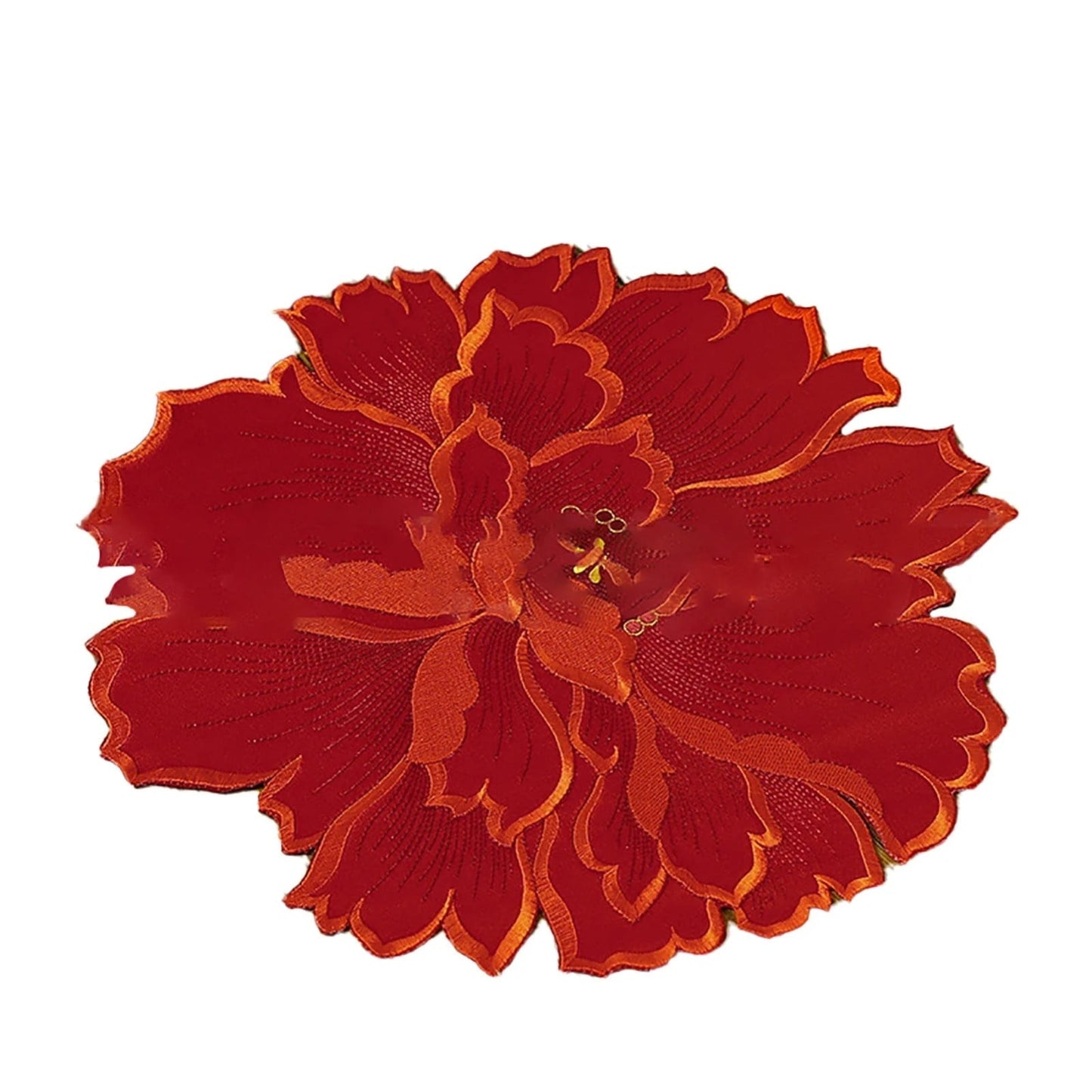 4 Pcs Flower Placemat,3D Flower Placemats,Flower Shape Placemat,Heat-Resistant And Washable Placemat for Dining Table,Tablemats Kitchen Table Setting Decorative for Wedding Holiday Dining Table,Red Green