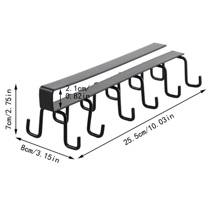 Under Cabinet Storage Mug Hooks, Under Cabinet Utensil Holder Hanger Hook, Double Sided Utensil Racks Coffee Mug Holder for Kitchen Storage, 12 Hooks, 10.03x3.15x2.75 10.03" x 3.15" x 2.75" Black