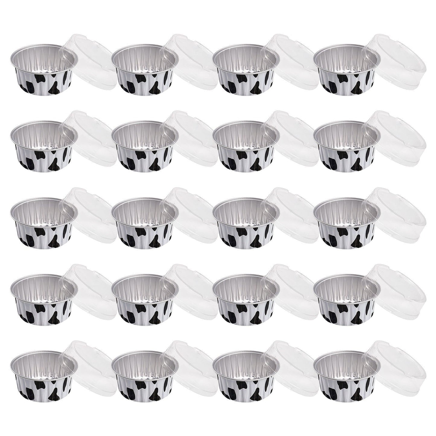 Aluminum Foil Baking Cups with Lids,20pcs Round Pudding and Cake Molds,Heat-Resistant Up to 250°C,Reusable for Oven,Microwave,and BBQ,Ideal for Parties,Catering,and Home Baking White