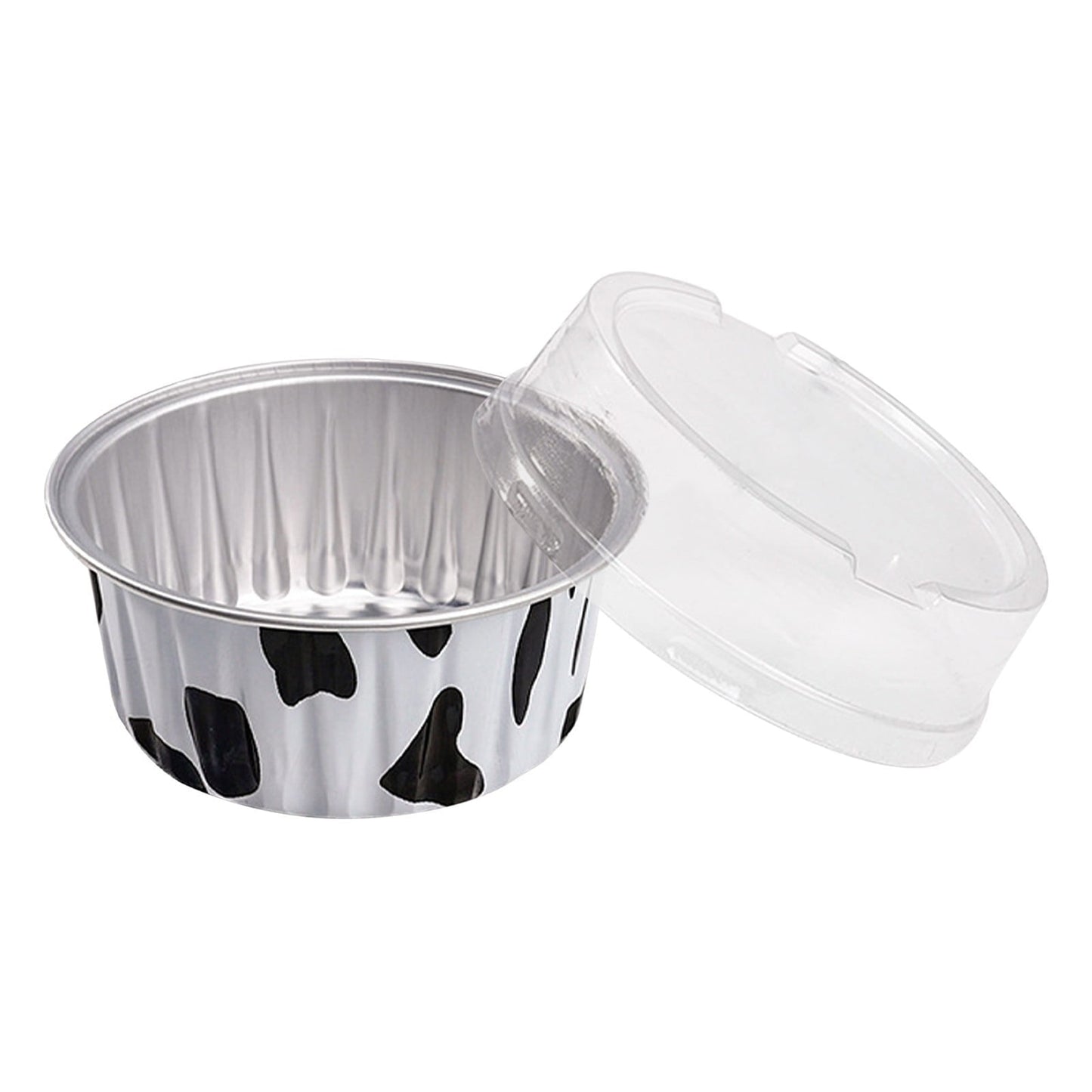Aluminum Foil Baking Cups with Lids,20pcs Round Pudding and Cake Molds,Heat-Resistant Up to 250°C,Reusable for Oven,Microwave,and BBQ,Ideal for Parties,Catering,and Home Baking White