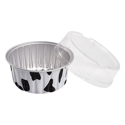 Aluminum Foil Baking Cups with Lids,20pcs Round Pudding and Cake Molds,Heat-Resistant Up to 250°C,Reusable for Oven,Microwave,and BBQ,Ideal for Parties,Catering,and Home Baking White
