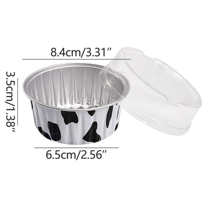 Aluminum Foil Baking Cups with Lids,20pcs Round Pudding and Cake Molds,Heat-Resistant Up to 250°C,Reusable for Oven,Microwave,and BBQ,Ideal for Parties,Catering,and Home Baking White