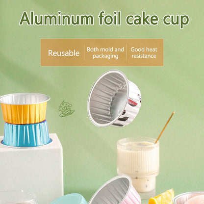 Aluminum Foil Baking Cups with Lids,20pcs Round Pudding and Cake Molds,Heat-Resistant Up to 250°C,Reusable for Oven,Microwave,and BBQ,Ideal for Parties,Catering,and Home Baking White