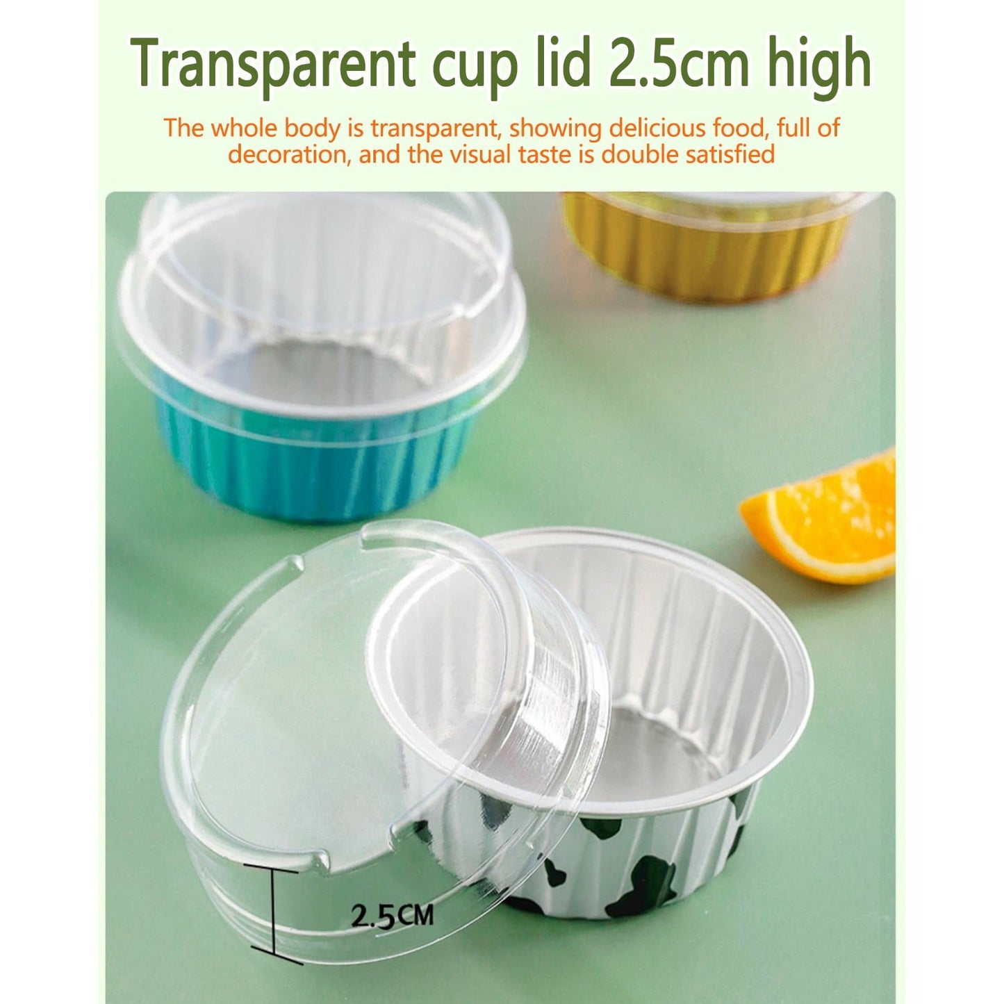 Aluminum Foil Baking Cups with Lids,20pcs Round Pudding and Cake Molds,Heat-Resistant Up to 250°C,Reusable for Oven,Microwave,and BBQ,Ideal for Parties,Catering,and Home Baking White