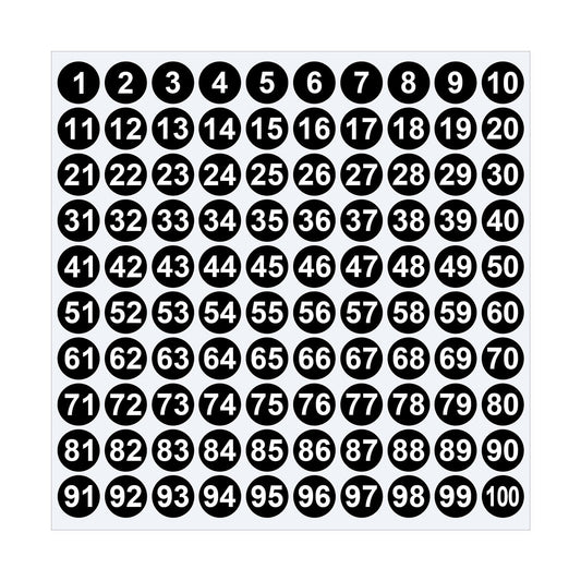 1 Inch Round Number Stickers,1-100 Multi-Color Self-Adhesive Labels for Mailbox,Scrapbook,and DIY Crafts,Easy to Peel and Stick on Various Surfaces,Durable Paper Material for Long-Lasting Use Black