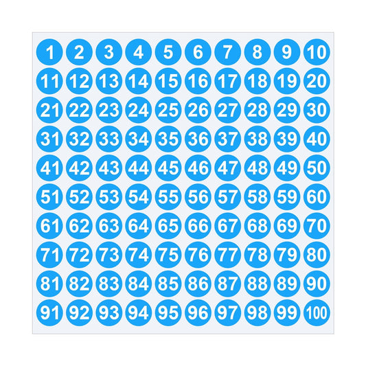 1 Inch Round Number Stickers,1-100 Multi-Color Self-Adhesive Labels for Mailbox,Scrapbook,and DIY Crafts,Easy to Peel and Stick on Various Surfaces,Durable Paper Material for Long-Lasting Use Blue