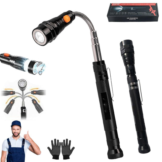 Magnetic Pickup Tool, Gifts for Men, Telescoping Magnet Flashlight, Gifts Idea & Stocking Stuffers for Men, Mechanic, Boyfriend, Christmas Gifts for Dad, Husband, Father, 1 Pcs, 23.6 Inches 23.6" Black