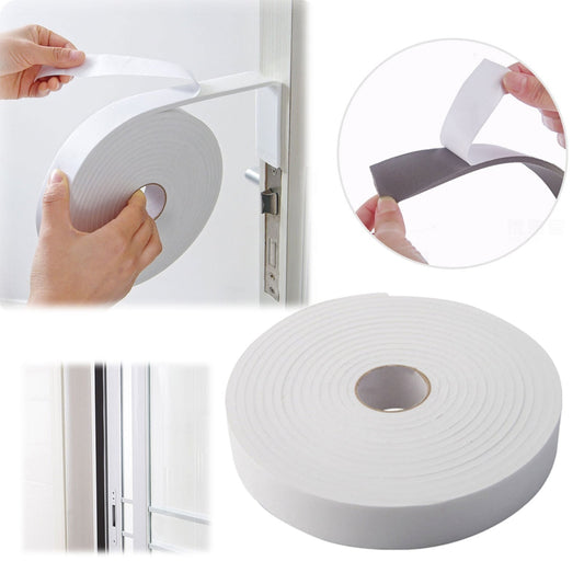Strong Adhesive Foam Weather Stripping, High Density Weatherproof Weather Stripping Door Seal Strip for Sliding Door, Window, Noise-Reduction Foam Sealing Strip, 1 Roll 1.18 In x 16.4 Ft White