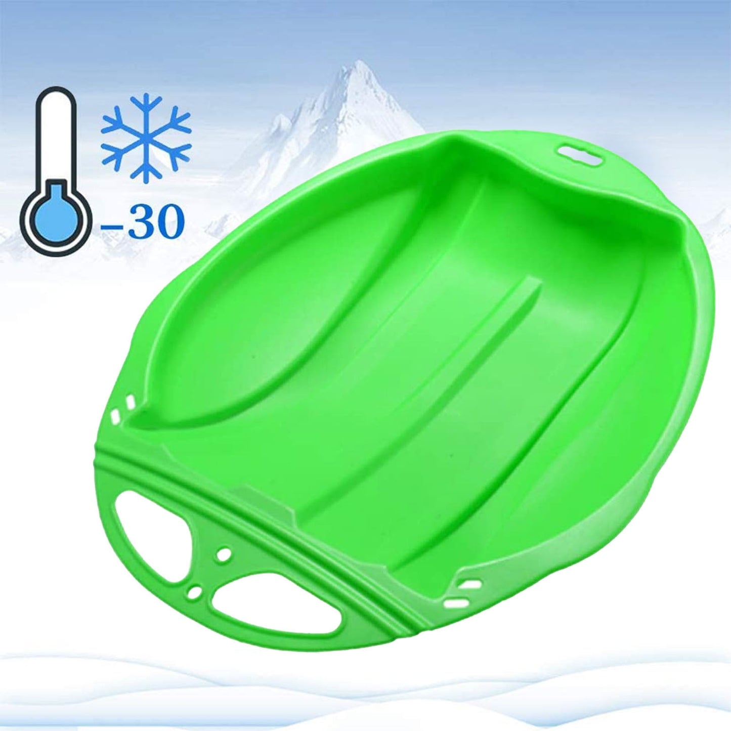 Round Snow Sled Disc for niñas & Adults, Durable PP Plastic Sand Slider & Winter Ski Pad, Non-Slip Design with Deep Seat for Safe Snow, Grass, and Sand Adventures, Supports Up to 100kg Green