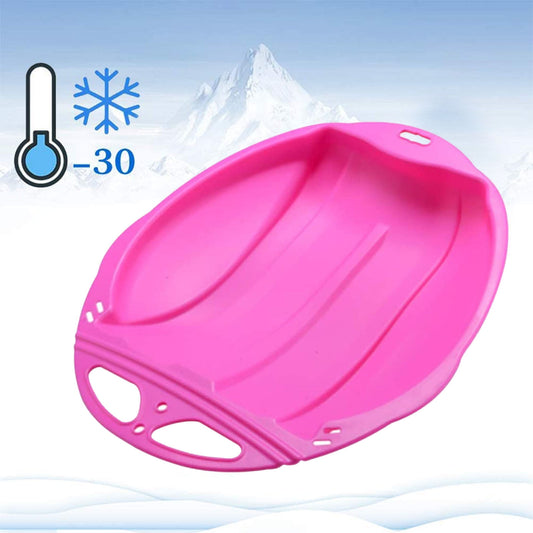 Round Snow Sled Disc for niñas & Adults, Durable PP Plastic Sand Slider & Winter Ski Pad, Non-Slip Design with Deep Seat for Safe Snow, Grass, and Sand Adventures, Supports Up to 100kg Pink