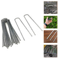 Garden Stakes Pins Landscape Staples, Durable Tent Stakes, Heavy Duty Galvanized Steel Metal Yard Stakes, Ground Lawn Staples, Fence Anchors for Weed Barrier Fabric, 20 Pcs, 3.94x1.57 3.94" x 1.57" Silver*20