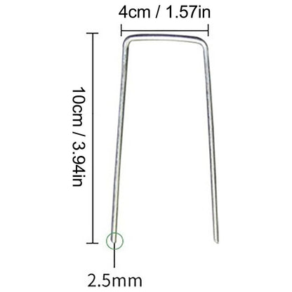 Garden Stakes Pins Landscape Staples, Durable Tent Stakes, Heavy Duty Galvanized Steel Metal Yard Stakes, Ground Lawn Staples, Fence Anchors for Weed Barrier Fabric, 20 Pcs, 3.94x1.57 3.94" x 1.57" Silver*20