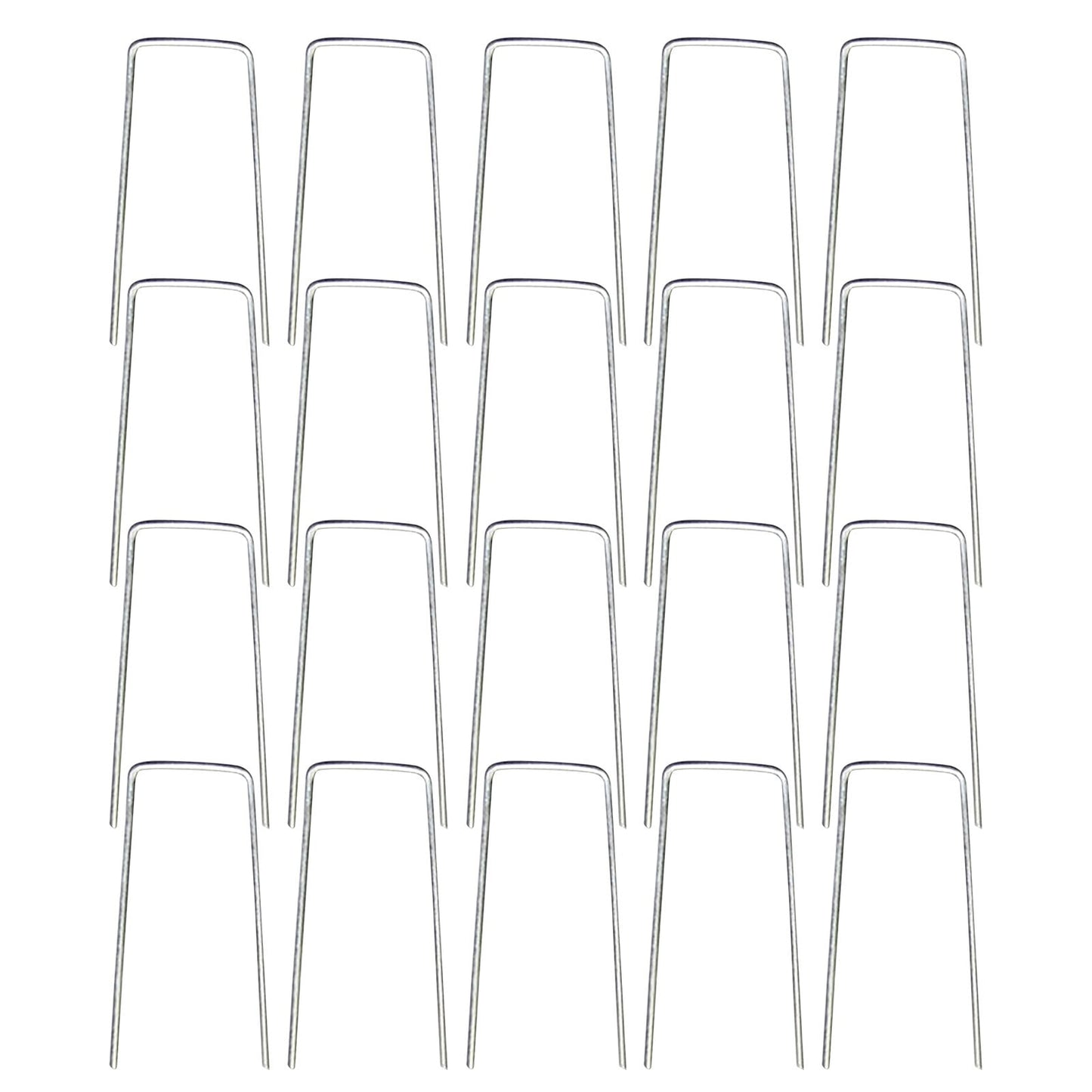 Garden Stakes Pins Landscape Staples, Durable Tent Stakes, Heavy Duty Galvanized Steel Metal Yard Stakes, Ground Lawn Staples, Fence Anchors for Weed Barrier Fabric, 20 Pcs, 3.94x1.57 3.94" x 1.57" Silver*20