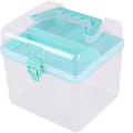 Transparent Storage Box, Clear Storage Latch Box Plastic Container Plastic Carrying Case with Handle and Latches for Home Desktop, 1 Pcs, 7.68x4.13x4.33 6.29" x 5.51" Orange