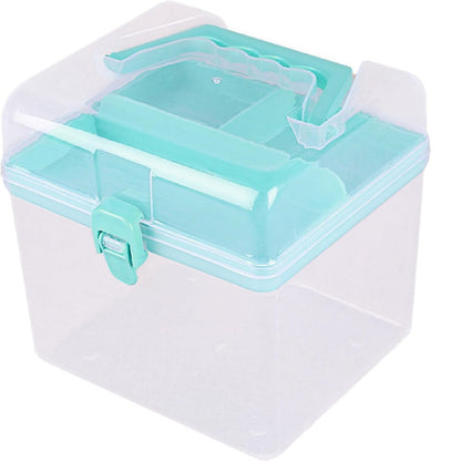 Transparent Storage Box, Clear Storage Latch Box Plastic Container Plastic Carrying Case with Handle and Latches for Home Desktop, 1 Pcs, 7.68x4.13x4.33 6.29" x 5.51" Orange