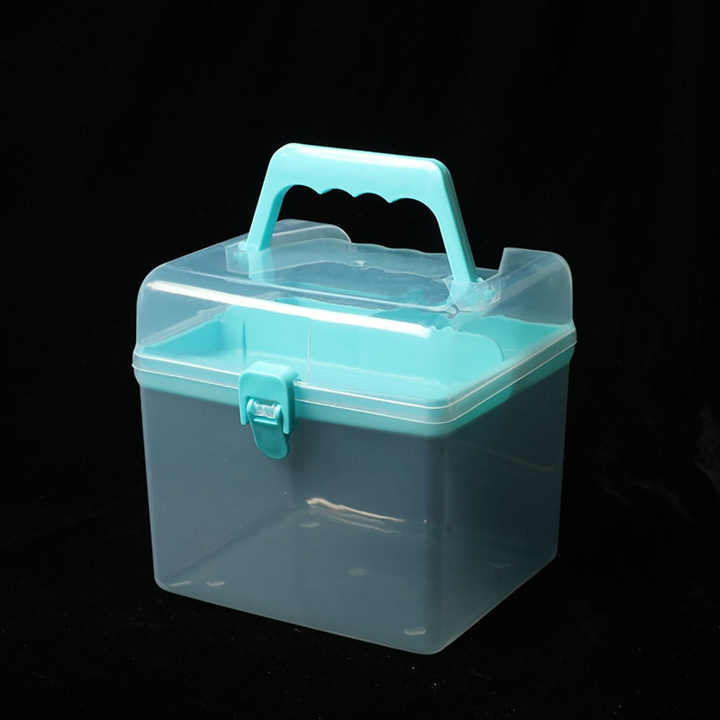 Transparent Storage Box, Clear Storage Latch Box Plastic Container Plastic Carrying Case with Handle and Latches for Home Desktop, 1 Pcs, 7.68x4.13x4.33 6.29" x 5.51" Orange