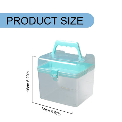 Transparent Storage Box, Clear Storage Latch Box Plastic Container Plastic Carrying Case with Handle and Latches for Home Desktop, 1 Pcs, 7.68x4.13x4.33 6.29" x 5.51" Orange