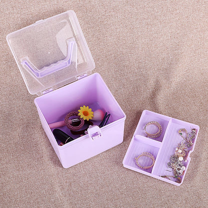Transparent Storage Box, Clear Storage Latch Box Plastic Container Plastic Carrying Case with Handle and Latches for Home Desktop, 1 Pcs, 7.68x4.13x4.33 6.29" x 5.51" Orange