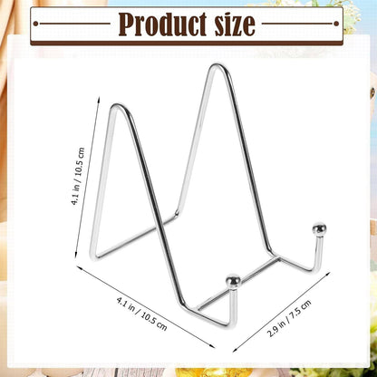 Plate Holder Easel Display Stand, Metal Plate Stands for Display, Tabletop Picture Stand, Silver Iron Easels for Display Pictures, Photo Frames, Book, Decorative Plates, Plaque, 1 Pcs, 2.9x4.1x4.1 2.9" x 4.1" x 4.1" Silver