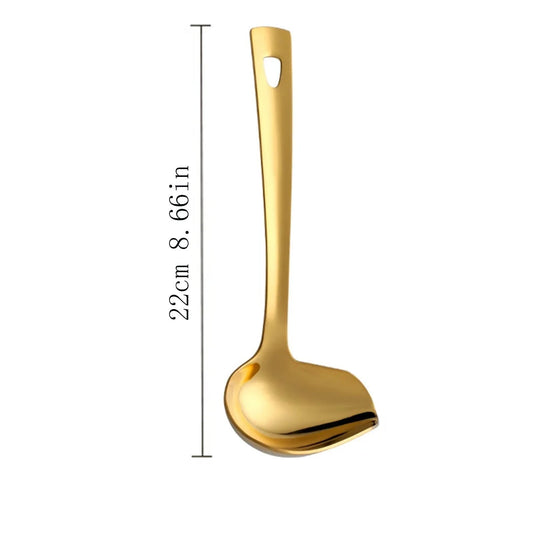 1 Pcs Small Soup Ladle,Stainless Steel Small Ladle With Pour Spout,9.45 Inch Soup Spoons,Kitchen Soup Laddle,Metal Spoon For Soups, Serving, Cooking, Stews And More,Kitchen Utensil,Z_Silver Gold