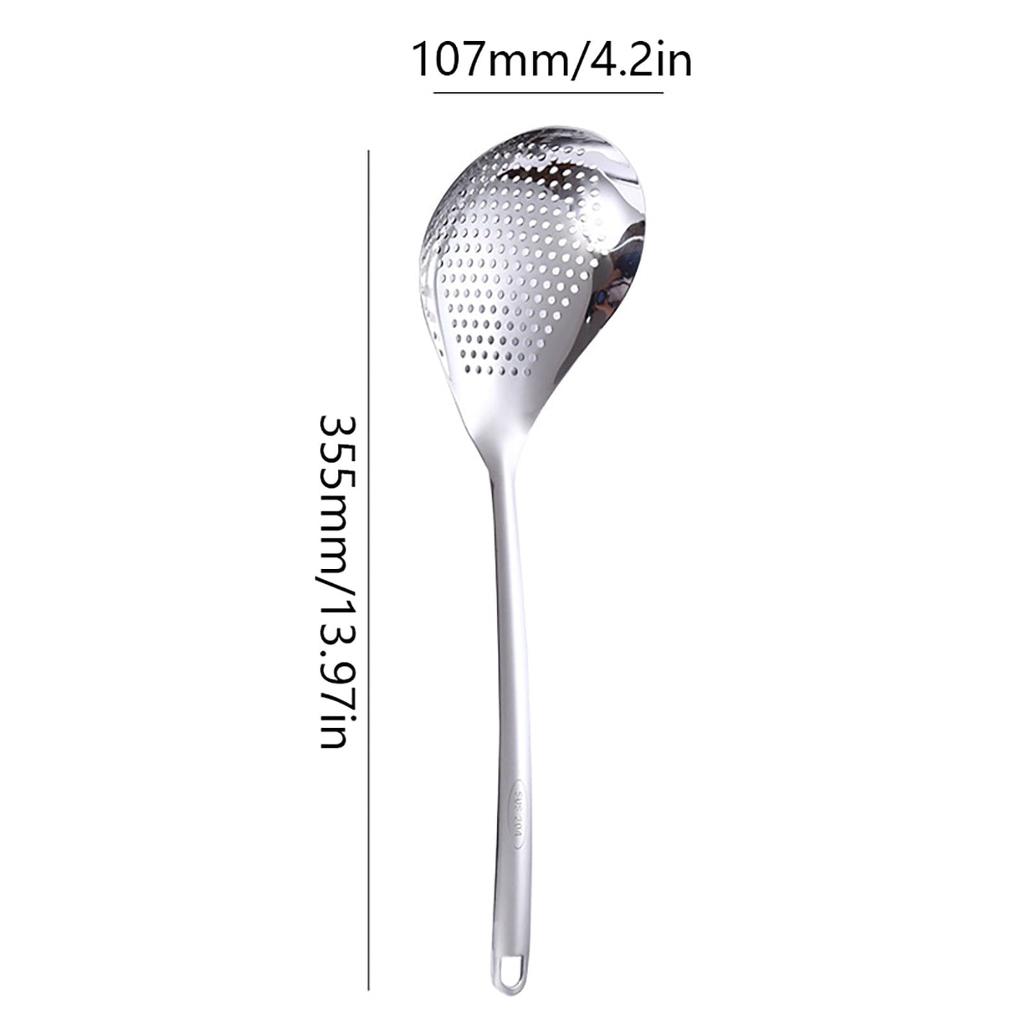 1 Pcs Skimmer Slotted Cooking Spoon,Kitchen Stainless Steel Slotted Spoon,13.97 Inch Skimmer Frying Spoon For Draining & Serving,Spoon With Holes,Slotted Spoons For Cooking,Kitchen Utensil,Silver