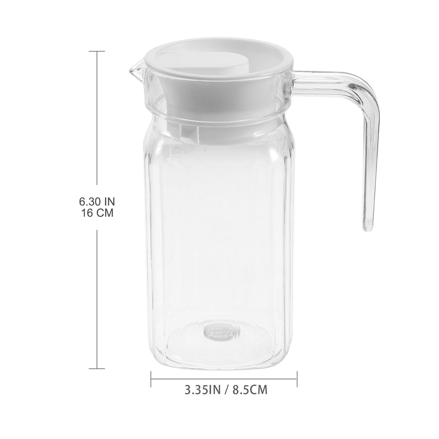 20 oz Small Plastic Carafe with Lid and Spout, 600ml Small Clear Water Jug for Hot/Cold Water, Iced Tea Pitcher for Coffee, Mini Juice and Homemade Beverage Carafe, 6.3x3.35 6.30" x 3.35" White