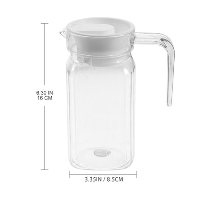 20 oz Small Plastic Carafe with Lid and Spout, 600ml Small Clear Water Jug for Hot/Cold Water, Iced Tea Pitcher for Coffee, Mini Juice and Homemade Beverage Carafe, 6.3x3.35 6.30" x 3.35" White