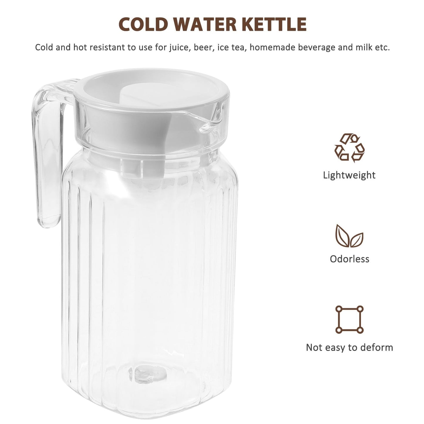 20 oz Small Plastic Carafe with Lid and Spout, 600ml Small Clear Water Jug for Hot/Cold Water, Iced Tea Pitcher for Coffee, Mini Juice and Homemade Beverage Carafe, 6.3x3.35 6.30" x 3.35" White