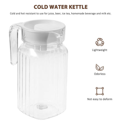 20 oz Small Plastic Carafe with Lid and Spout, 600ml Small Clear Water Jug for Hot/Cold Water, Iced Tea Pitcher for Coffee, Mini Juice and Homemade Beverage Carafe, 6.3x3.35 6.30" x 3.35" White