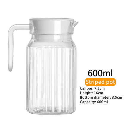 20 oz Small Plastic Carafe with Lid and Spout, 600ml Small Clear Water Jug for Hot/Cold Water, Iced Tea Pitcher for Coffee, Mini Juice and Homemade Beverage Carafe, 6.3x3.35 6.30" x 3.35" White