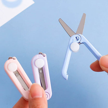 1 Pcs Mini Folding Scissors With Key Chain,1.85 Inch Keychain Scissors,Small Foldable Scissors,Portable Pocket Travel Scissors,Retractable Shears For Cutting, Scrapbooking, Crafting,(A,1.85x0.71 in) D