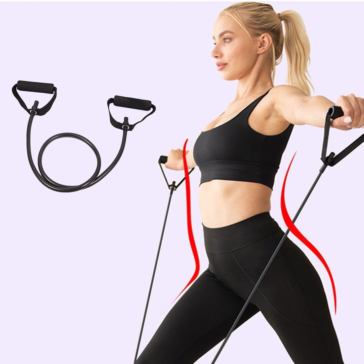 Resistance Bands with Handles, Exercise Bands with Handles, Single Resistance Bands for Resistance Training, Physical Therapy,Home Workouts, Fitness, Pilates,Shoulder And Neck Stretching Equipment Black