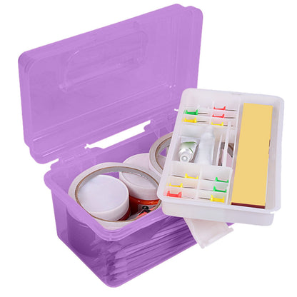 Plastic Storage Bins With Lid and Handle, Plastic Latch Storage Box, Stackable Storage Container, Small Plastic Storage Basket, Cute Organizer Box for Home, Office, 1 Pcs, 7.68x4.13x4.33 7.08" x 3.54" x 4.13" Purple
