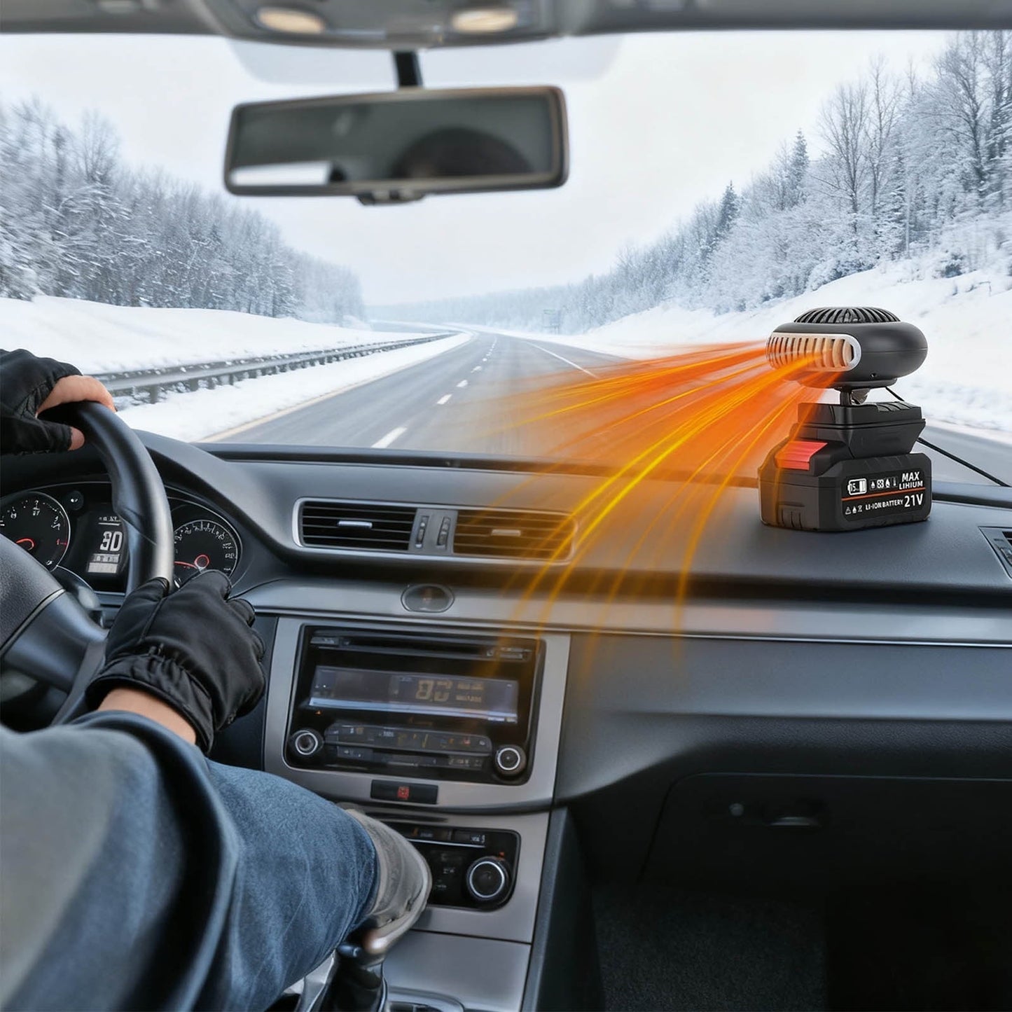 Portable Lithium Battery Fan with 3-in-1 Heating and Defogging,Large-Capacity Battery for Home,Car,or Outdoors,Safe Overheat Protection with Multiple Settings,Provides Instant Warmth Anywhere Section A5 (UK regulations).