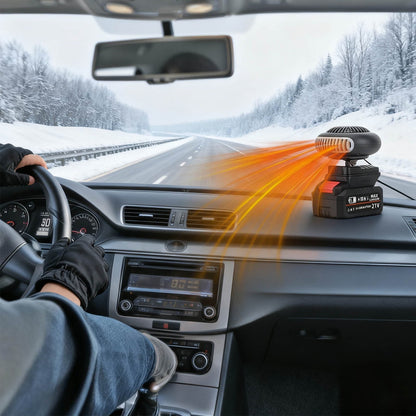 Portable Lithium Battery Fan with 3-in-1 Heating and Defogging,Large-Capacity Battery for Home,Car,or Outdoors,Safe Overheat Protection with Multiple Settings,Provides Instant Warmth Anywhere Section A5 (UK regulations).
