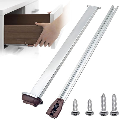 Drawer Metal Slides,Drawer Slides Center Track for Rails Kit,15 Inch Drawer Metal Slides with Stop and Roller,Replacement for Dresser Nightstand Wardrobe Cabinet Drawer Tracks and Rails Kits(Silver) Silver