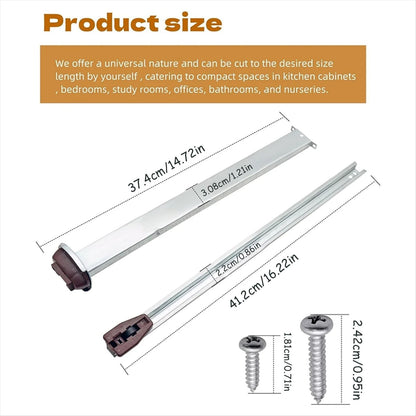 Drawer Metal Slides,Drawer Slides Center Track for Rails Kit,15 Inch Drawer Metal Slides with Stop and Roller,Replacement for Dresser Nightstand Wardrobe Cabinet Drawer Tracks and Rails Kits(Silver) Silver