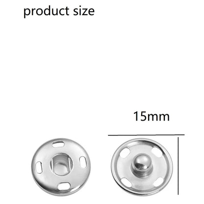 Snap Buttons for Clothes, Heavy Duty Metal Snaps for Fabric, 15mm Metal Sewing Snaps, Press Studs for Sewing Clothes Jeans Handbag DIY Craft Projects (Silver/10 Sets) 0.59 Inches 0.59" Silver
