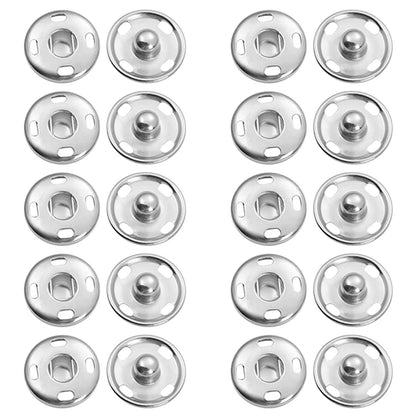 Snap Buttons for Clothes, Heavy Duty Metal Snaps for Fabric, 15mm Metal Sewing Snaps, Press Studs for Sewing Clothes Jeans Handbag DIY Craft Projects (Silver/10 Sets) 0.59 Inches 0.59" Silver*20 Set