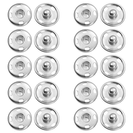 Snap Buttons for Clothes, Heavy Duty Metal Snaps for Fabric, 15mm Metal Sewing Snaps, Press Studs for Sewing Clothes Jeans Handbag DIY Craft Projects (Silver/10 Sets) 0.59 Inches 0.59" Silver*20 Set