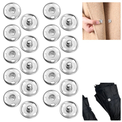 Snap Buttons for Clothes, Heavy Duty Metal Snaps for Fabric, 15mm Metal Sewing Snaps, Press Studs for Sewing Clothes Jeans Handbag DIY Craft Projects (Silver/10 Sets) 0.59 Inches 0.59" Silver*20 Set