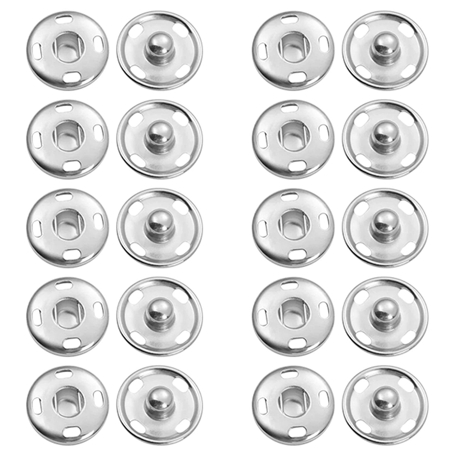 Snap Buttons for Clothes, Heavy Duty Metal Snaps for Fabric, 15mm Metal Sewing Snaps, Press Studs for Sewing Clothes Jeans Handbag DIY Craft Projects (Silver/10 Sets) 0.59 Inches 0.59" Silver*30 Set