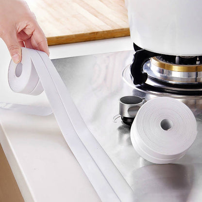 Kitchen Caulk Tape Self Adhesive,Waterproof Caulking Sealing Tape,Easy to Install Caulking Tape for Bathroom Peel and Stick Caulking Strip Floor Tile Wallpaper Toilet Tub Shower Wall(White) White(3pc)