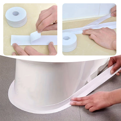 Kitchen Caulk Tape Self Adhesive,Waterproof Caulking Sealing Tape,Easy to Install Caulking Tape for Bathroom Peel and Stick Caulking Strip Floor Tile Wallpaper Toilet Tub Shower Wall(White) White(3pc)