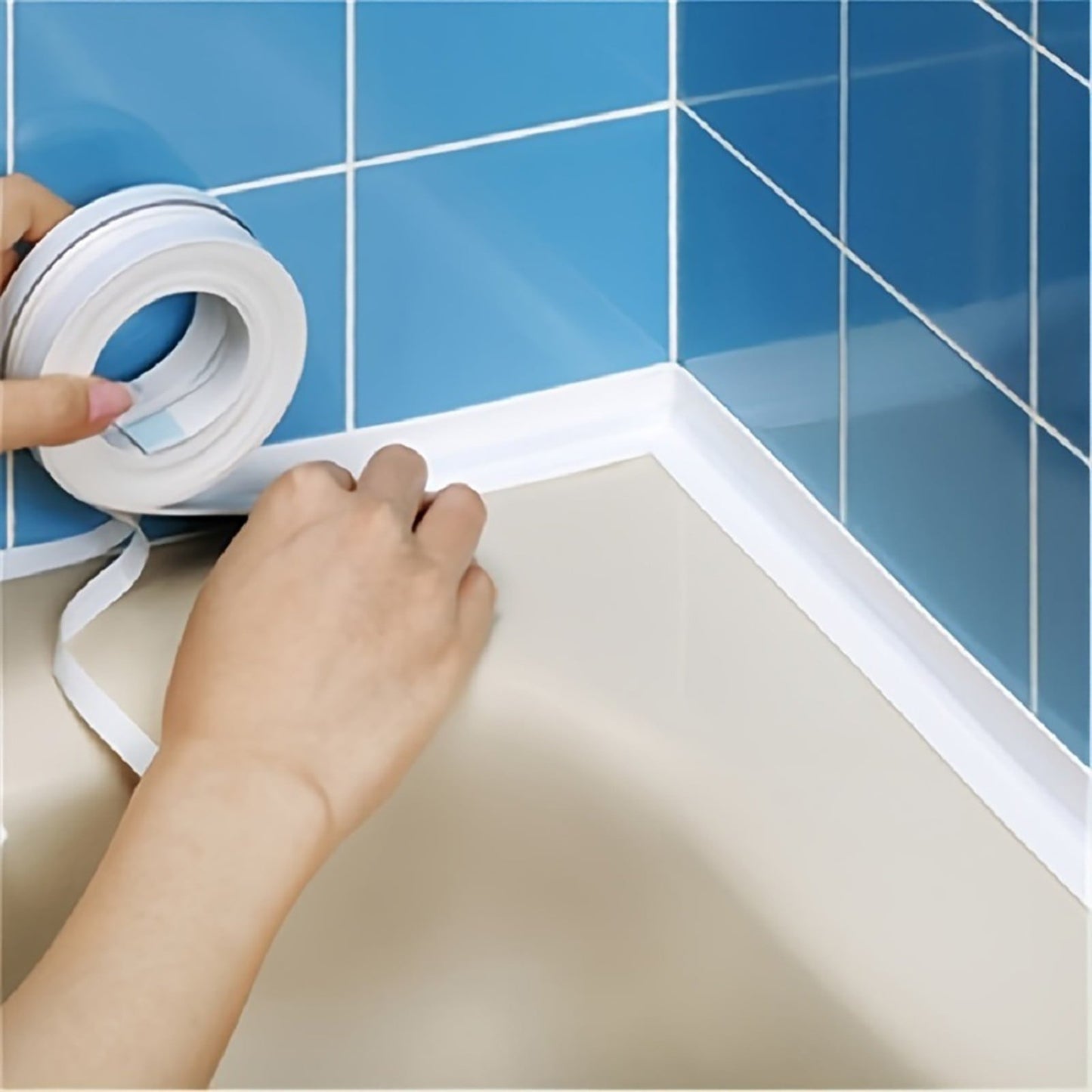 Kitchen Caulk Tape Self Adhesive,Waterproof Caulking Sealing Tape,Easy to Install Caulking Tape for Bathroom Peel and Stick Caulking Strip Floor Tile Wallpaper Toilet Tub Shower Wall(White) White(3pc)