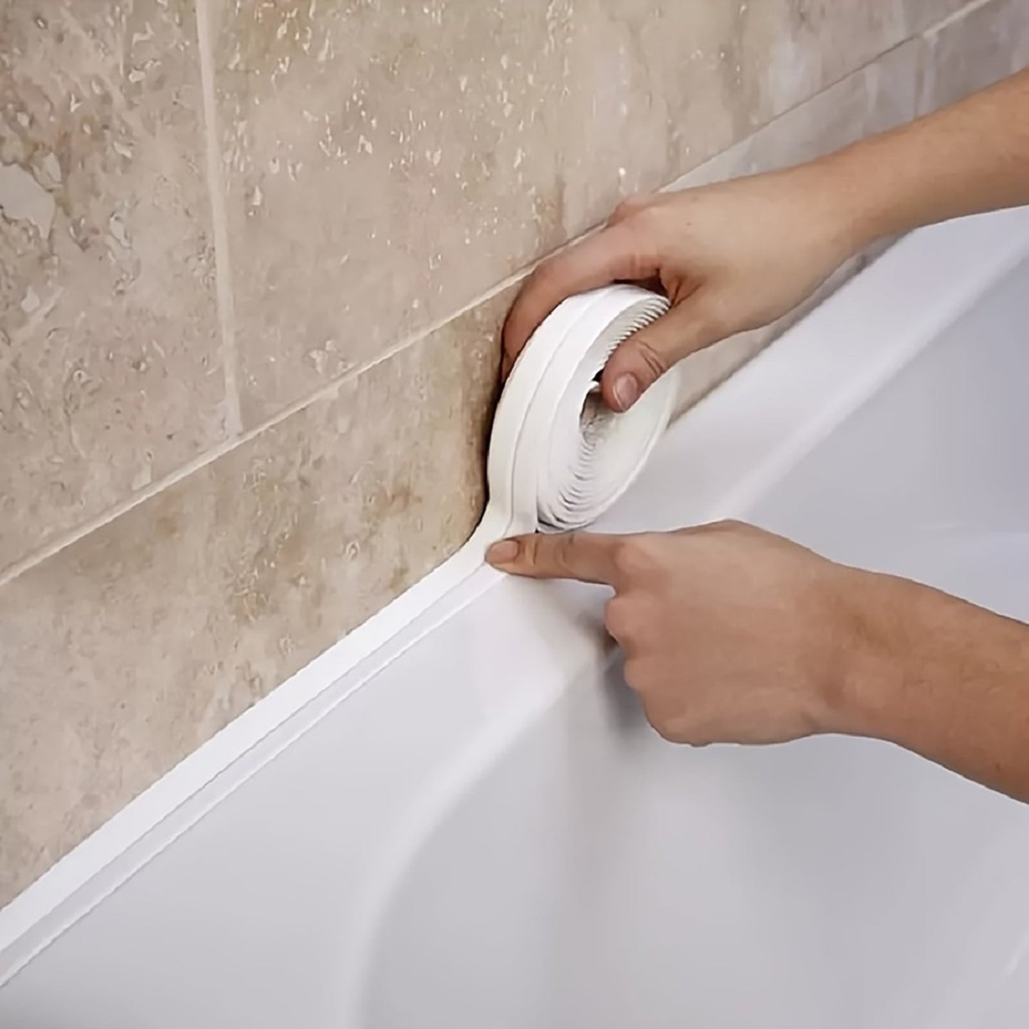 Kitchen Caulk Tape Self Adhesive,Waterproof Caulking Sealing Tape,Easy to Install Caulking Tape for Bathroom Peel and Stick Caulking Strip Floor Tile Wallpaper Toilet Tub Shower Wall(White) White(4pc)