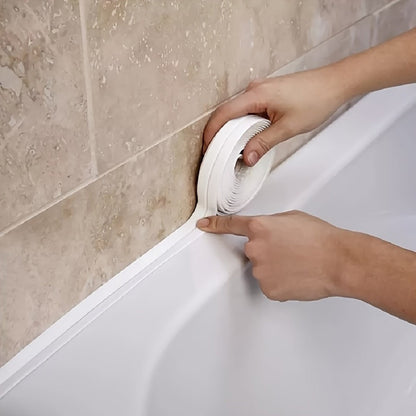 Kitchen Caulk Tape Self Adhesive,Waterproof Caulking Sealing Tape,Easy to Install Caulking Tape for Bathroom Peel and Stick Caulking Strip Floor Tile Wallpaper Toilet Tub Shower Wall(White) White(5pc)